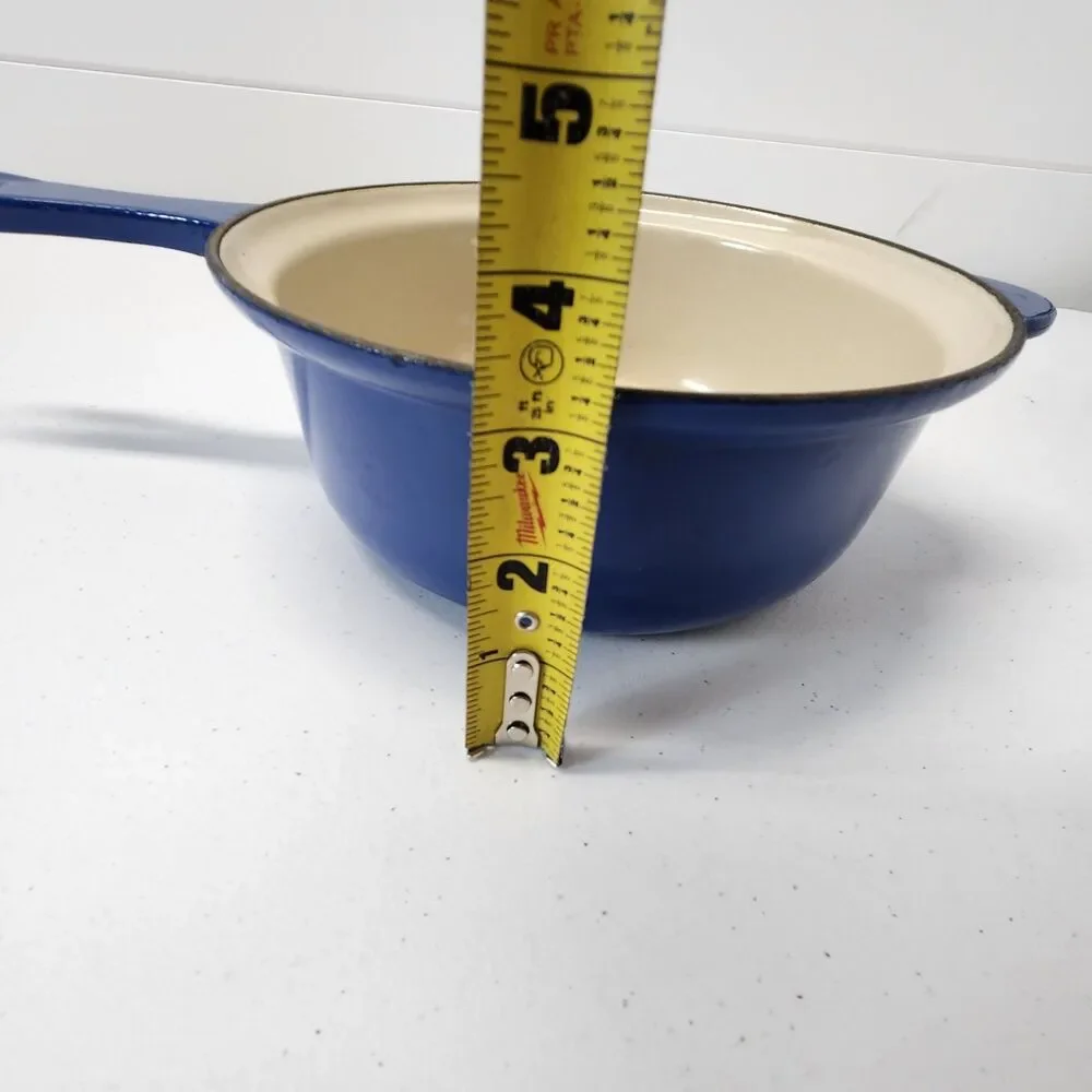 Le Creuset #22 Cobalt Blue Enamel Cast Iron Multifunction Saucepan Skillet Set
